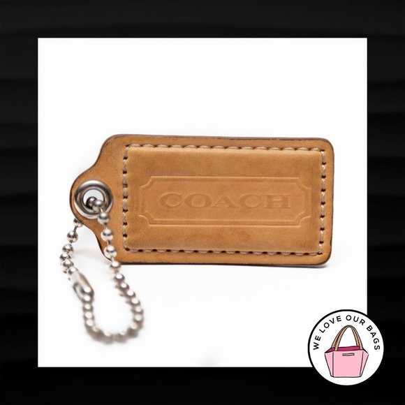 2.5" Large COACH TAN LEATHER KEY FOB BAG CHARM - Picture 1 of 1